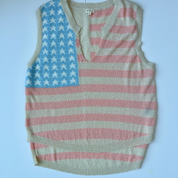 POL Sleeveless American Flag Knit Top - Picture 3 of 5